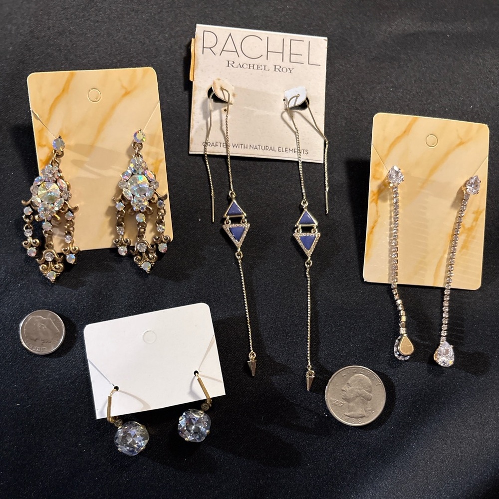 4 Pair Statement Earrings Bundle | Rachel Roy NWT + Rhinestone & Drop Styles